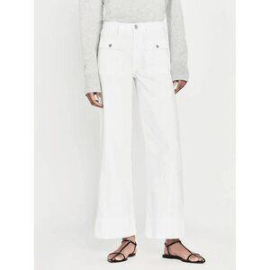 FRAME 70's Patch Pocket Crop Straight White in White Size 25